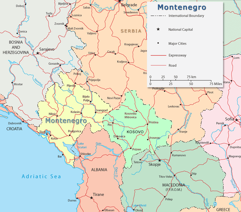 Montenegro Map - Balkan countries Travel Balkans