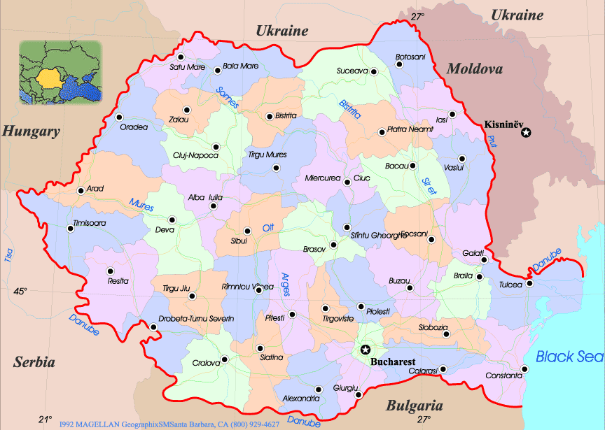 Political Romania Map.
