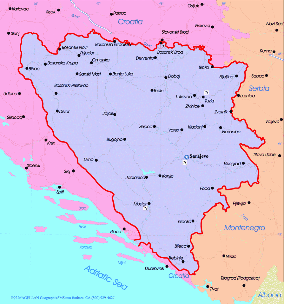 bosnia map herzegovina map